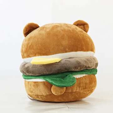 Hamburger Bear Plush 8 inches Soft Cute Design Cheese Burger for Decoration Food Party Gift