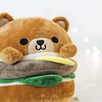 Hamburger Bear Plush 8 inches Soft Cute Design Cheese Burger for Decoration Food Party Gift