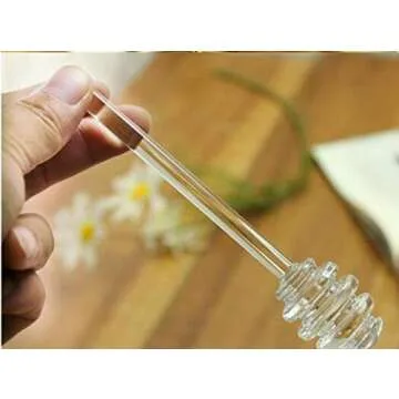 Glass Honey Dipper Sticks,Honey Dipper Spoons Stick Bee Honey Spoon Stirring Scooper For Durable Kitchen Honey Tools,2pcs