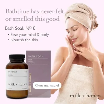 milk + honey Calming Bath Soak No. 8, Moisturizing Epsom Salt Bath Soak with Lavender and Eucalyptus Oils, Soothing and Relaxing Bath Soak, 10 oz