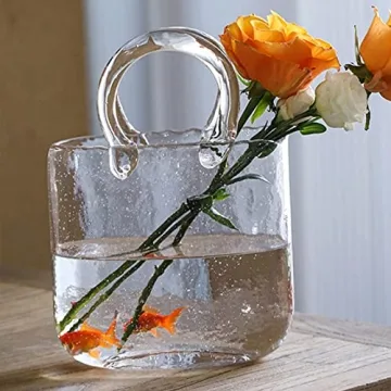 Unique Glass Purse Vase - Hand Blown Vase for Flowers
