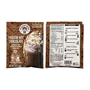 The Frozen Bean, Hot Chocolate Frappe Mix, Blended Drink, Milkshake Mix, Caffeine Free, Enjoy Hot or Cold, Certified Kosher, Halal, Gluten Free, 12 Packets, 2.8oz each