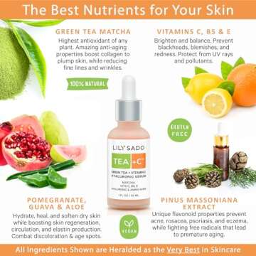 LILY SADO TEA+C Green Tea + Vitamin C Super Serum by - Natural Vegan Serum - Best Antioxidant, Anti-...