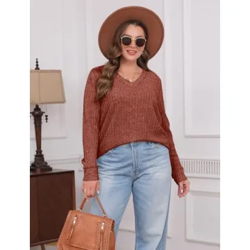 Modern Caramel V Neck Sweaters for Women 2024