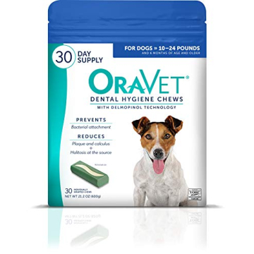 ORAVET Dental Chews for Dogs, Oral Care and Hygiene Chews (Small Dogs, 10-24 lbs.) Blue Pouch, 30 Co...