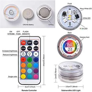 Mini Submersible LED Lights with Remote for Events
