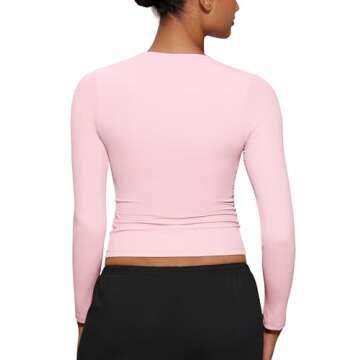 CRZ YOGA Long Sleeve Shirts for Women Soft Crew Neck Fall Basic Tight Tops Fitted Casual Going Out T...