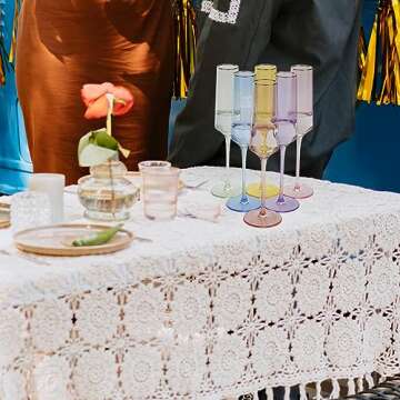 mopam Colored Champagne Flutes Set of 6 Multi-color 8.8 Oz Champagne Glass Crystal Glasses Elegant Gift for Wedding Party Birthdays Engagement Bridal Shower