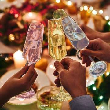 mopam Colored Champagne Flutes Set of 6 Multi-color 8.8 Oz Champagne Glass Crystal Glasses Elegant Gift for Wedding Party Birthdays Engagement Bridal Shower