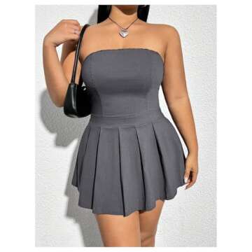MakeMeChic Plus Size Strapless Pleated Mini Dress
