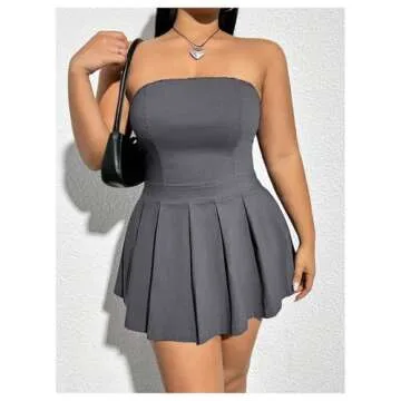 MakeMeChic Plus Size Strapless Pleated Mini Dress