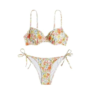 SOLY HUX Boho Floral Bikini Set High Waisted Swimsuits