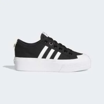 adidas Originals Women's Nizza Platform, Black/White/White, 6