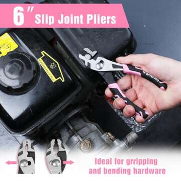 WORKPRO 3-Piece Pliers Set, Pink Pliers Tool Set Including Needle Nose Pliers, Diagonal Cutting Pliers, and Slip Joint Pliers for Plumbing, Automotive and General Applications - Pink Ribbon