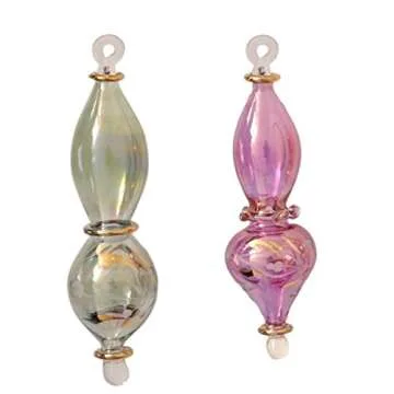 CraftsOfEgypt Set of 6 Egyptian Hand Blown Glass Christmas Ornaments Vintage Style for The Tree