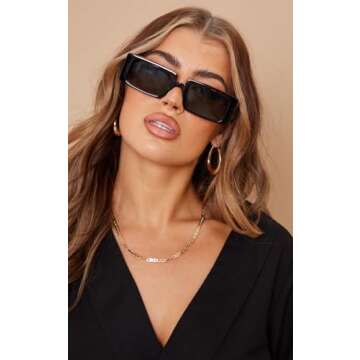 SORVINO Trendy Rectangle Sunglasses for Women Vintage 90s Retro Fashion Narrow Cool Square Frame Sunglasses