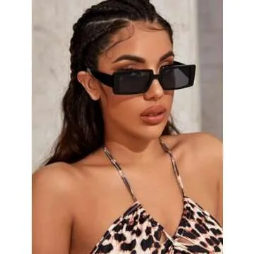 SORVINO Trendy Rectangle Sunglasses for Women Vintage 90s Retro Fashion Narrow Cool Square Frame Sunglasses
