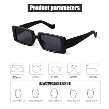 SORVINO Trendy Rectangle Sunglasses for Women Vintage 90s Retro Fashion Narrow Cool Square Frame Sunglasses