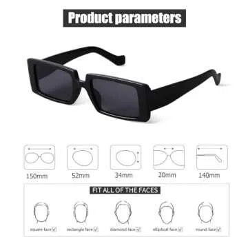 SORVINO Trendy Rectangle Sunglasses for Women Vintage 90s Retro Fashion Narrow Cool Square Frame Sunglasses