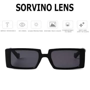 SORVINO Trendy Rectangle Sunglasses for Women Vintage 90s Retro Fashion Narrow Cool Square Frame Sunglasses