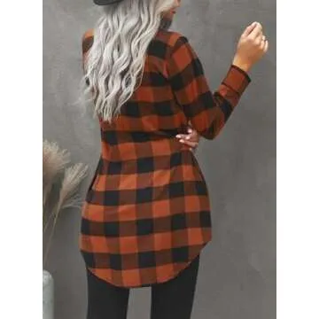 EVALESS Color Block Plaid Shacket Jacket Women's Fashion 2024