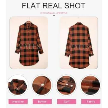 EVALESS Color Block Plaid Shacket Jacket Women's Fashion 2024