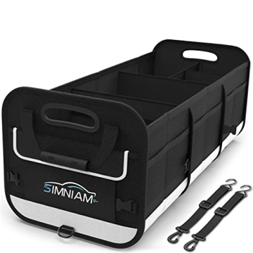 Simniam Large Car Trunk Organizer - with 5 Compartments Trunk Organizers and Storage SUV, Reinforced...