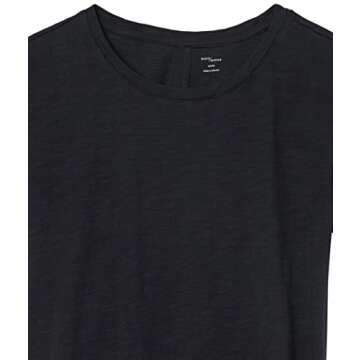 Amazon Essentials Women's Lived-in Cotton Relaxed-fit Roll-Sleeve Crewneck T-Shirt Dress (Previously Daily Ritual), Black, Large