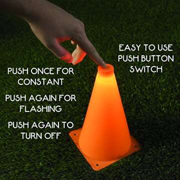 GoSports LED Light Up Sports Cones (6 Pack), 9 Inch