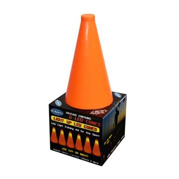 GoSports LED Light Up Sports Cones (6 Pack), 9 Inch