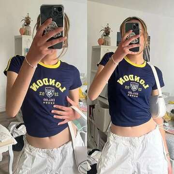 Vintage Graphic Crop Tops for Women Brazil Y2K Tee