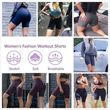 TYUIO High Waist Workout Yoga Shorts Women Running Biker Shorts with Pockets Black XL