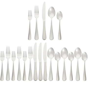 Amazon Basics Silverware Set, Durable Stainless Steel Flatware for 4