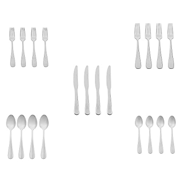 Amazon Basics Stainless Steel Silverware Set for 4