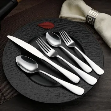 Amazon Basics Stainless Steel Silverware Set for 4