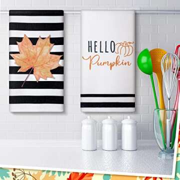 Buryeah Fall Kitchen Towels Set for Thanksgiving and Harvest