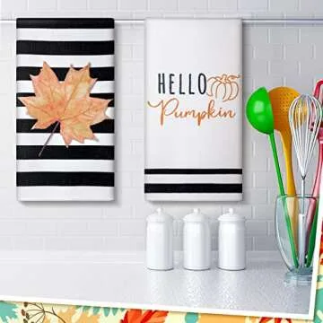 Buryeah Fall Kitchen Towels Set for Thanksgiving and Harvest