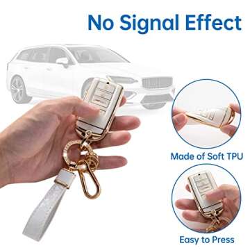 CACARLIKE for Acura Key Fob Cover with Acura Keychain, Car Key Fob Case Compatible with Acura CDX RDX RLX NSX TLX TLX-L Smart Key Protector Holder