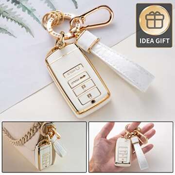 CACARLIKE for Acura Key Fob Cover with Acura Keychain, Car Key Fob Case Compatible with Acura CDX RDX RLX NSX TLX TLX-L Smart Key Protector Holder