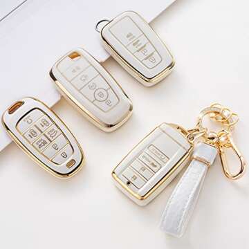 CACARLIKE for Acura Key Fob Cover with Acura Keychain, Car Key Fob Case Compatible with Acura CDX RDX RLX NSX TLX TLX-L Smart Key Protector Holder