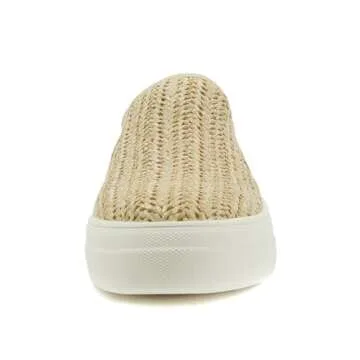 Soda TOPSHOE ave- Hike Platform Slip- On Sneaker w/Cushion Foam (Raffia, 7.5)