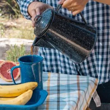 Granite Ware 3 Qt Coffee Boiler. Enameled Steel 12 cups capacity. Perfect for camping, Heat Coffee, Tea and Water directly on stove or fire.