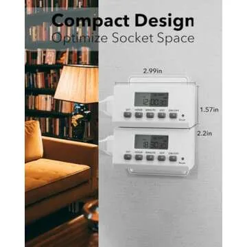 BN-LINK Digital Timer Outlet Indoor,24 Hour Light Timer Easy Programmable,Mini 2 Prong Plug in Timers for Electrical Outlets,Lamps,Fans,2 On/Off Programs,2 Pack,15A/1875W