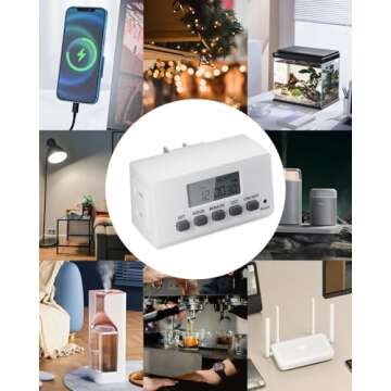BN-LINK Digital Timer Outlet Indoor,24 Hour Light Timer Easy Programmable,Mini 2 Prong Plug in Timers for Electrical Outlets,Lamps,Fans,2 On/Off Programs,2 Pack,15A/1875W
