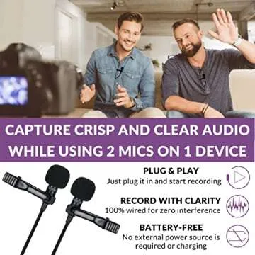 Purple Panda Dual Interview Lavalier Microphone Kit - Pro Quality for Podcasts & Interviews