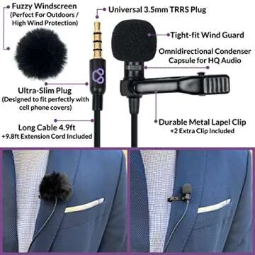 Purple Panda Dual Interview Lavalier Microphone Kit for Podcasts
