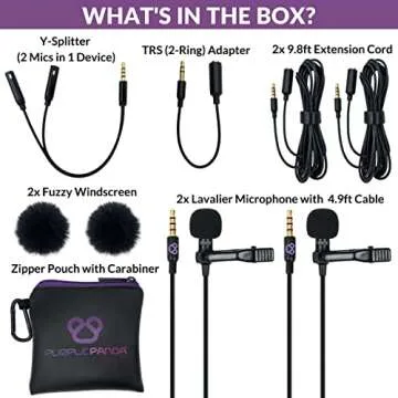 Purple Panda Dual Interview Lavalier Microphone Kit for Podcasts