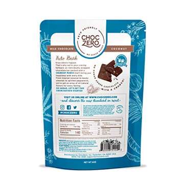 ChocZero Milk Chocolate Coconut Keto Bark - No Added Sugar, Low Carb - Keto Diet Friendly (6oz per bag, 2 bags)