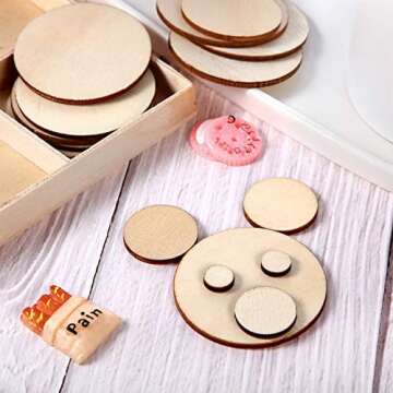 450 Pieces Unfinished Wood Slices Round Wooden Disc Circles Wooden Circles for Crafts Wood Cutouts Christmas Ornaments for Craft and Decoration, 5 Sizes