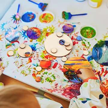 450 Pieces Unfinished Wood Slices Round Wooden Disc Circles Wooden Circles for Crafts Wood Cutouts Christmas Ornaments for Craft and Decoration, 5 Sizes